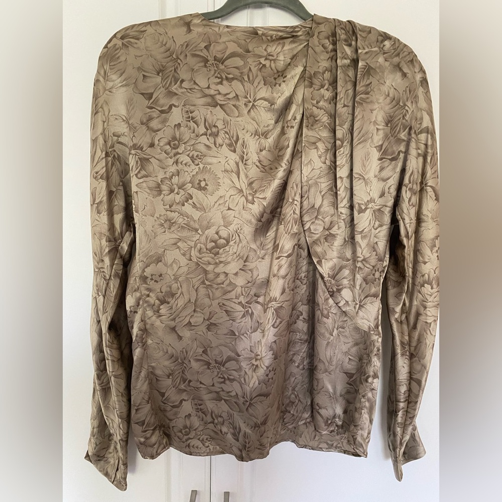 MaxMara Taupe Floral Silk Blouse